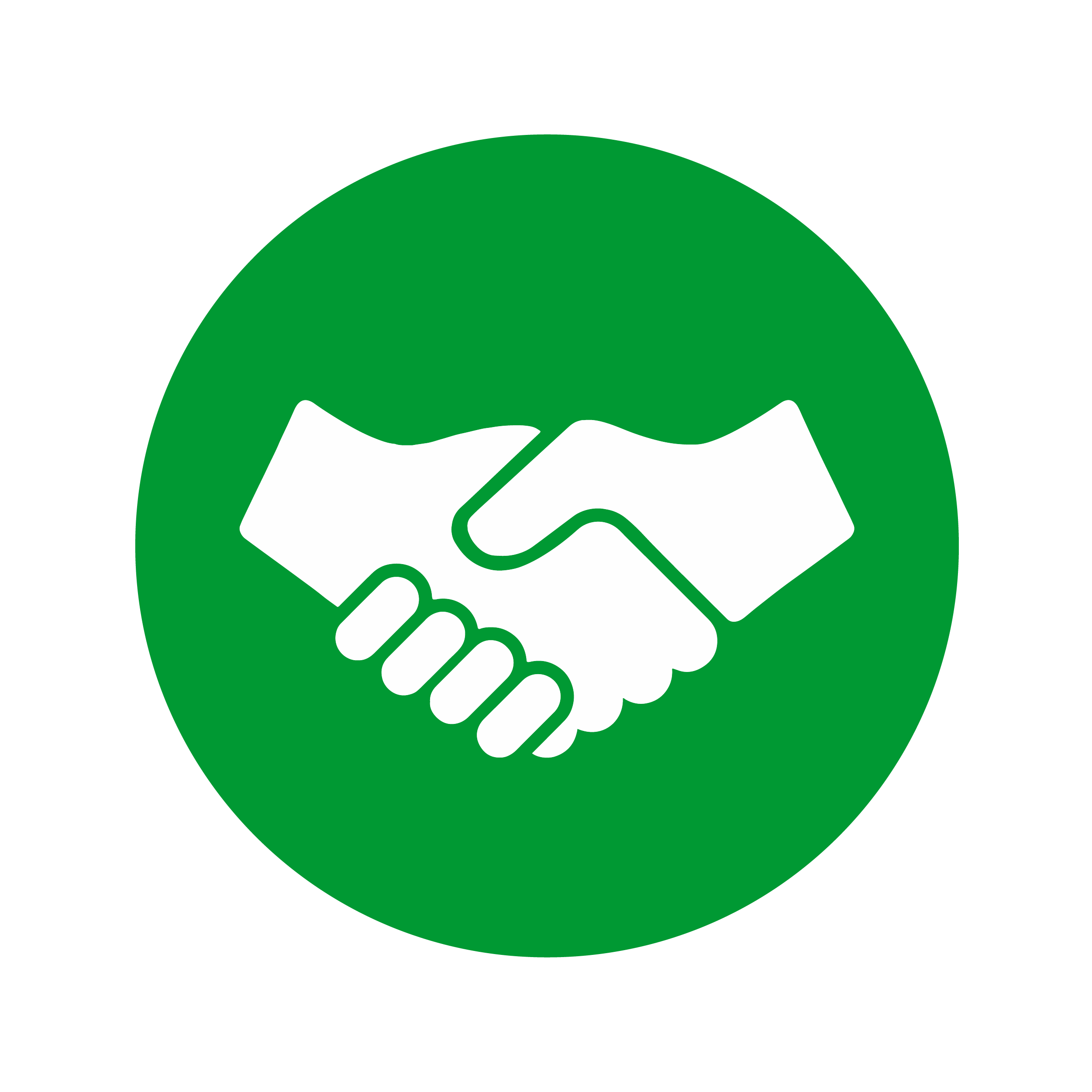 Icon representing oneness: two hands shaking