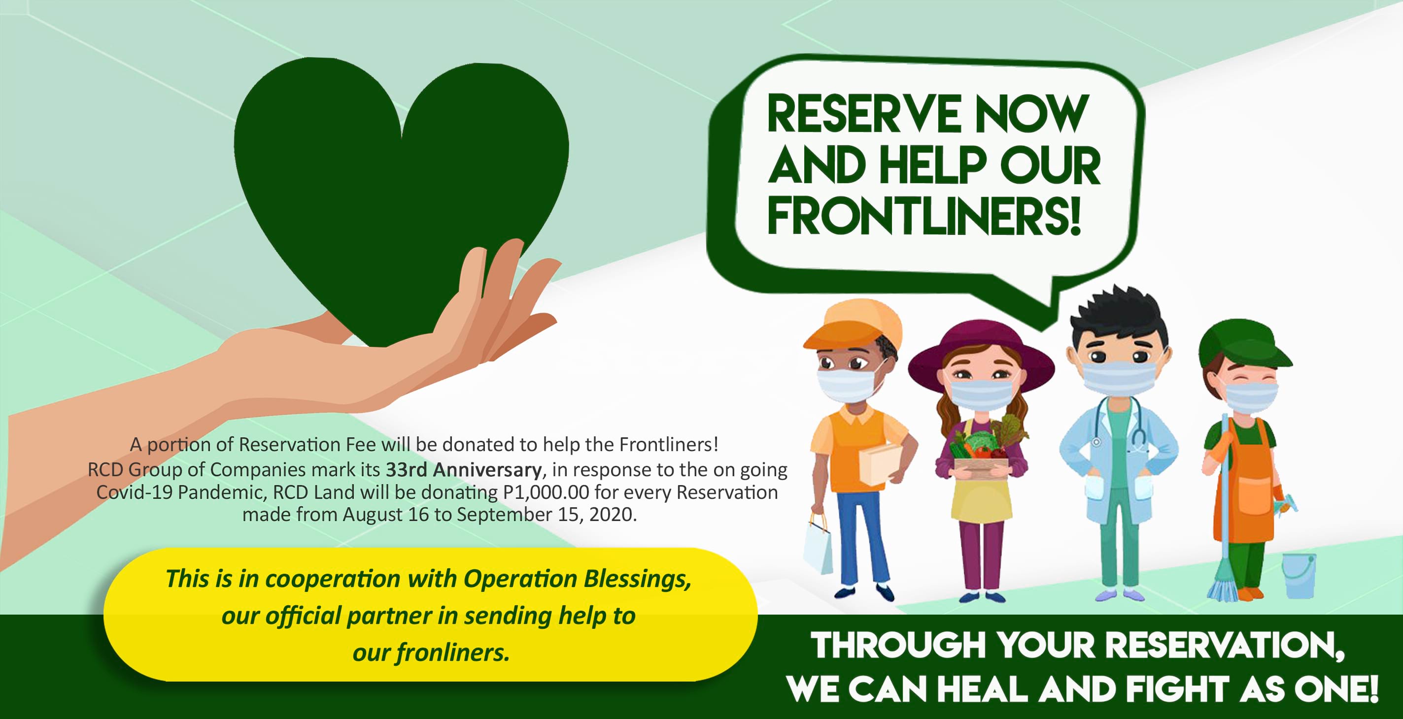 Reserve now and help our Frontliners